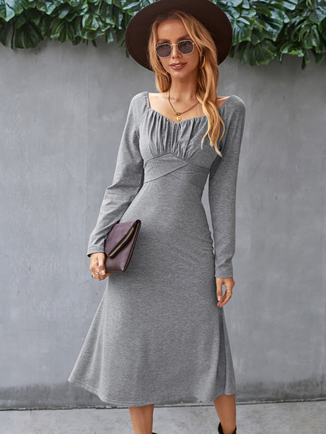 Women's Cinched Neckline Front Cross Maxi Dress