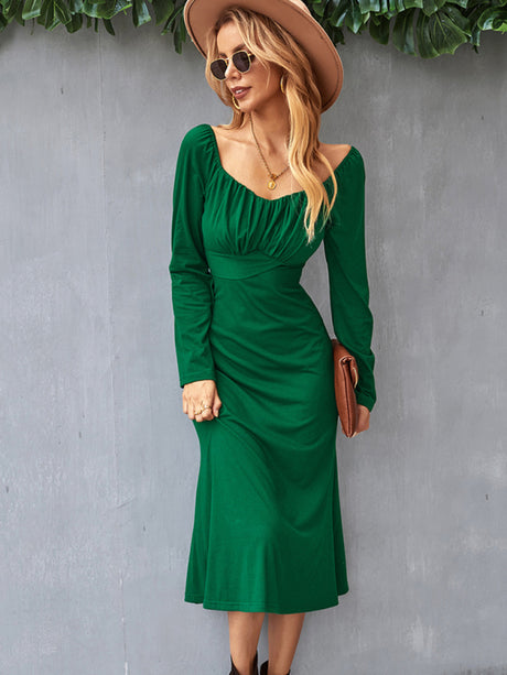 Women's Cinched Neckline Front Cross Maxi Dress