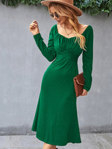 Women's Cinched Neckline Front Cross Maxi Dress