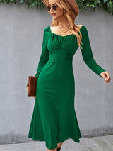 Women's Cinched Neckline Front Cross Maxi Dress