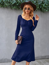Women's Cinched Neckline Front Cross Maxi Dress