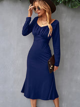 Women's Cinched Neckline Front Cross Maxi Dress