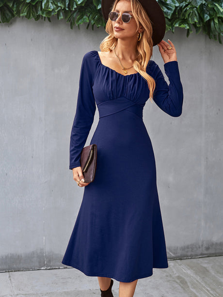 Women's Cinched Neckline Front Cross Maxi Dress