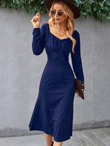 Women's Cinched Neckline Front Cross Maxi Dress