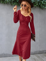Women's Cinched Neckline Front Cross Maxi Dress