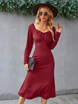 Women's Cinched Neckline Front Cross Maxi Dress