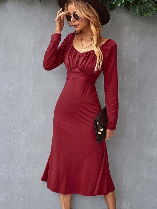 Women's Cinched Neckline Front Cross Maxi Dress