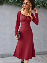 Women's Cinched Neckline Front Cross Maxi Dress