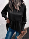 Women's V-Neck Tie Loose Long Sleeve Top