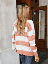 Women's Single Breasted Drop Sleeve Striped Sweater