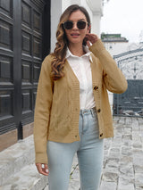 Women's fried dough twist loose knit cardigan sweater