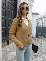 Women's fried dough twist loose knit cardigan sweater