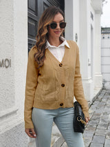 Women's fried dough twist loose knit cardigan sweater