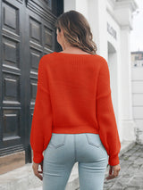 Women's front cross open navel knitted sweater