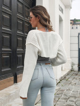 Women's loose short knitted cardigan sweater