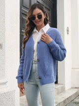 Women's solid color button loose knit cardigan sweater