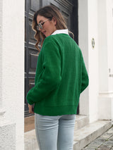 Women's solid color button loose knit cardigan sweater