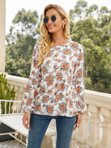 Women's Casual Round Neck Long Print Top