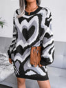 Women’s Graphic Funky Heart Loose Fit Knit Mini Dress