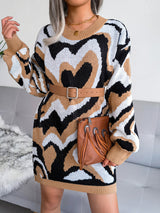 Women’s Graphic Funky Heart Loose Fit Knit Mini Dress