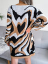 Women’s Graphic Funky Heart Loose Fit Knit Mini Dress