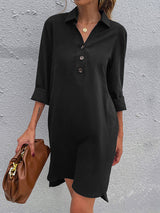Women’s Classic V Neck Long Sleeve Shirtdress