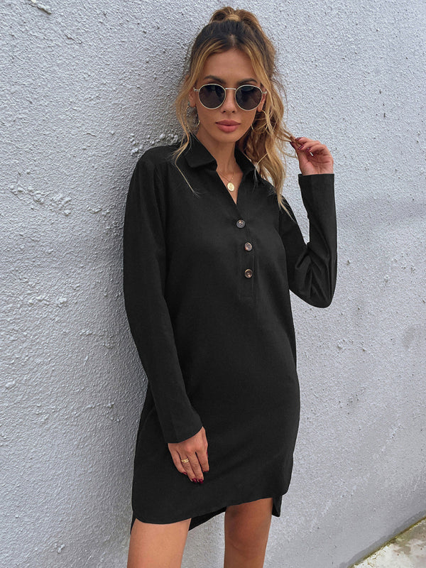 Women’s Classic V Neck Long Sleeve Shirtdress