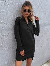 Women’s Classic V Neck Long Sleeve Shirtdress