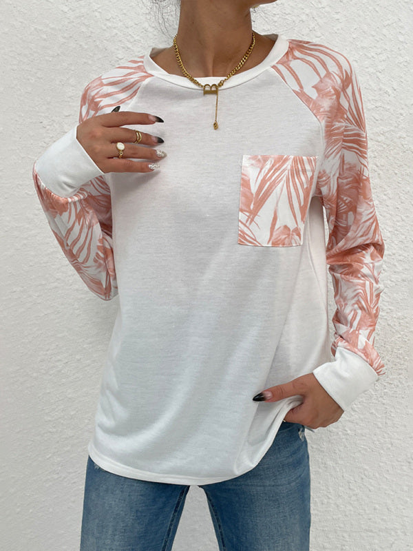 Women's Round Neck Pullover Fashion Patchwork Top