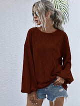 Women's Casual Round Neck Pullover Solid Color Top