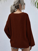 Women's Casual Round Neck Pullover Solid Color Top