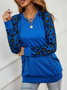 Women's Crewneck Pullover Leopard Print Panel Top
