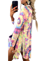 Women's Tie Dye Printed Long Sleeve Casual Cardigan