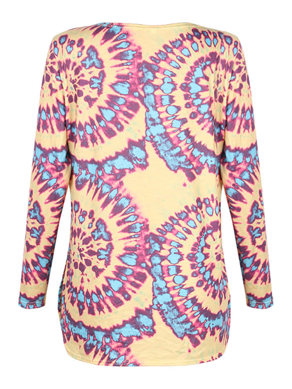 Women's Tie Dye Printed Long Sleeve Casual Cardigan