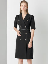 Women's Intellectual Professional Dress Temperament Suit Collar Solid Color Waist Skirt