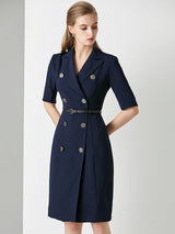 Women's Intellectual Professional Dress Temperament Suit Collar Solid Color Waist Skirt