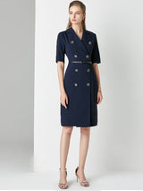 Women's Intellectual Professional Dress Temperament Suit Collar Solid Color Waist Skirt