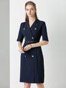 Women's Intellectual Professional Dress Temperament Suit Collar Solid Color Waist Skirt