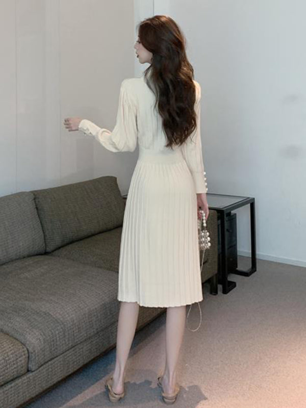 Women's French chic knitted skirt bottoming dress