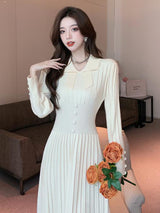 Women's French chic knitted skirt bottoming dress