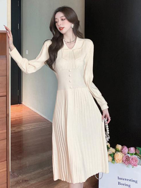 Women's French chic knitted skirt bottoming dress