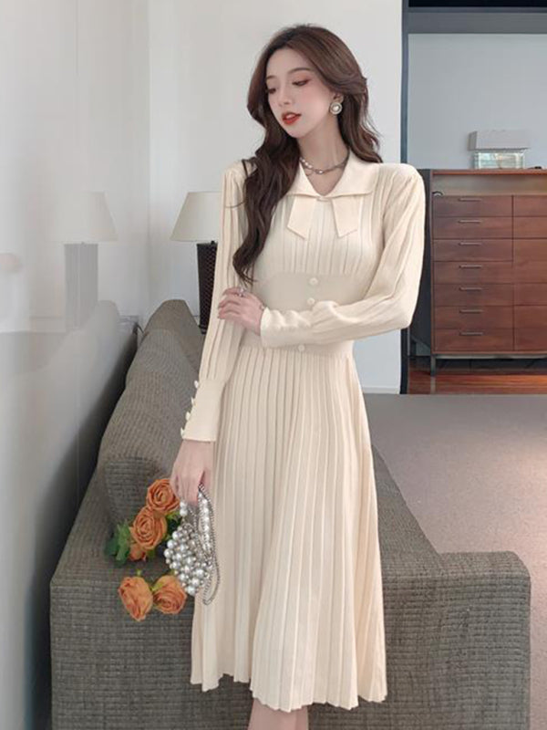 Women's French chic knitted skirt bottoming dress