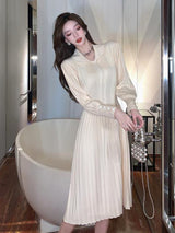 Women's French chic knitted skirt bottoming dress