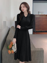 Women's French chic knitted skirt bottoming dress