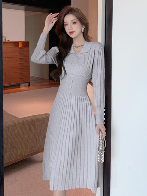 Women's French chic knitted skirt bottoming dress