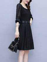Women's new temperament waist-slimming splicing fake two pieces dress