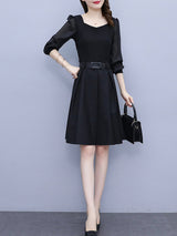 Women's new temperament waist-slimming splicing fake two pieces dress