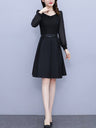 Women's new temperament waist-slimming splicing fake two pieces dress