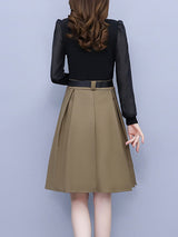 Women's new temperament waist-slimming splicing fake two pieces dress