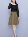 Women's new temperament waist-slimming splicing fake two pieces dress